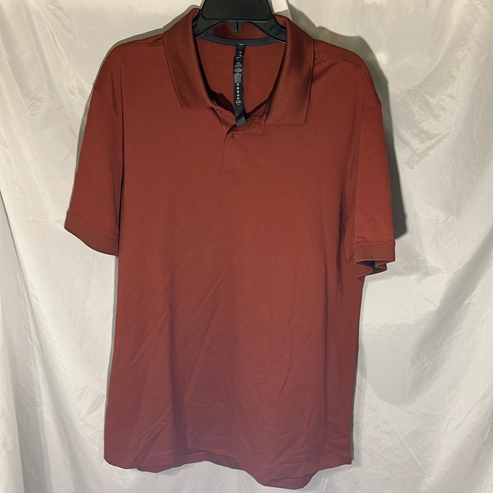 Lululemon Tech Pique Men's Short Sleeve Polo XL Mahogany